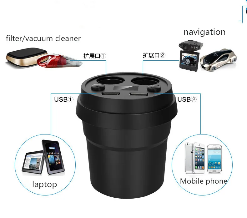 Автомобильный держатель для телефона зарядное устройство 2usb прикуриватель