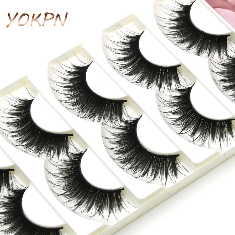 Натуральные длинные густые накладные ресницы YOKPN мягкие хлопковые с хвостовиком