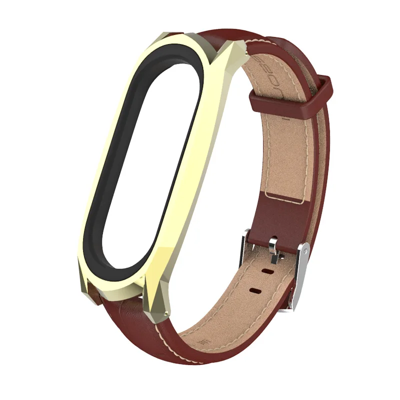 Brown Gold Браслет mi jobs mi band 4 Кожаный ремешок на запястье для Xiaomi mi Band 4 Безвинтовые умные часы-браслеты сменный ремешок для mi Band 3 - Цвет: Brown Gold