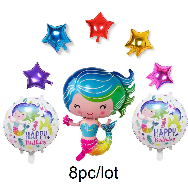 8pcs Set P09 8 шт. принцесса Русалка шар детский подарок Ариэль фольгированные шары мультфильм маленькие фольгированные шары с русалкой для девочек на день рождения - Цвет: 8pcs Set P09