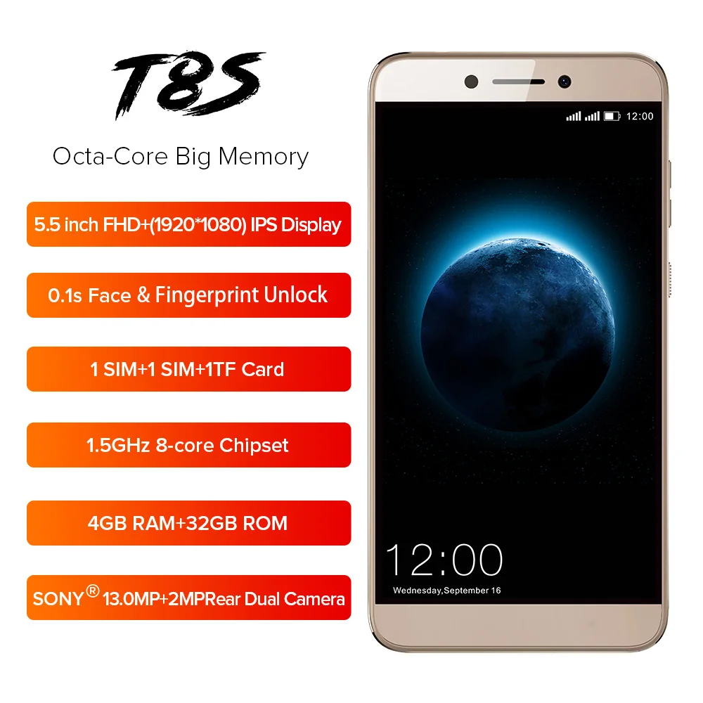 2018 new LEAGOO T8s Mobile Phone 5.5&quotFHD Android 8.1 RAM 4GB ROM 32GB MT6750T Octa Core cellphone Face ID 13MP 4G LTE Smartphone |