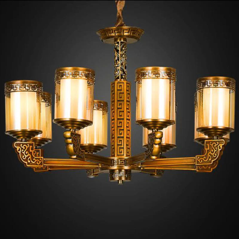 

Chinese New-Classical all copper LED Chandelier lights Vintage cooper lighting living room dinning room Retro Chandelier lamps