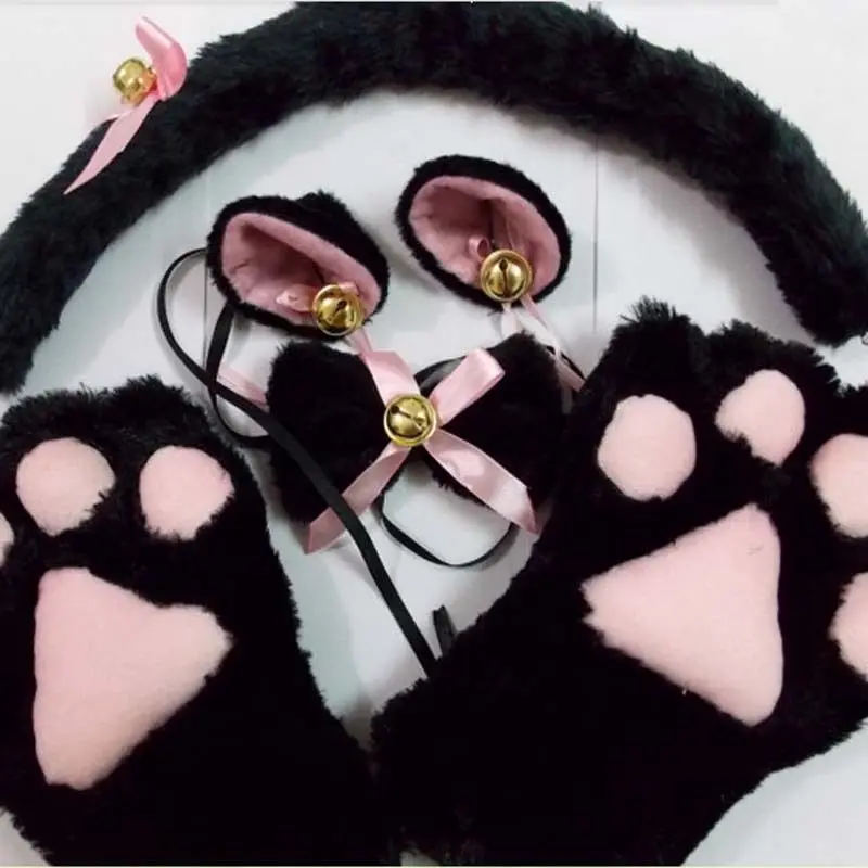 1 комплект Новые Аниме Косплей Костюмные перчатки милые плюшевые кошачьи уши с