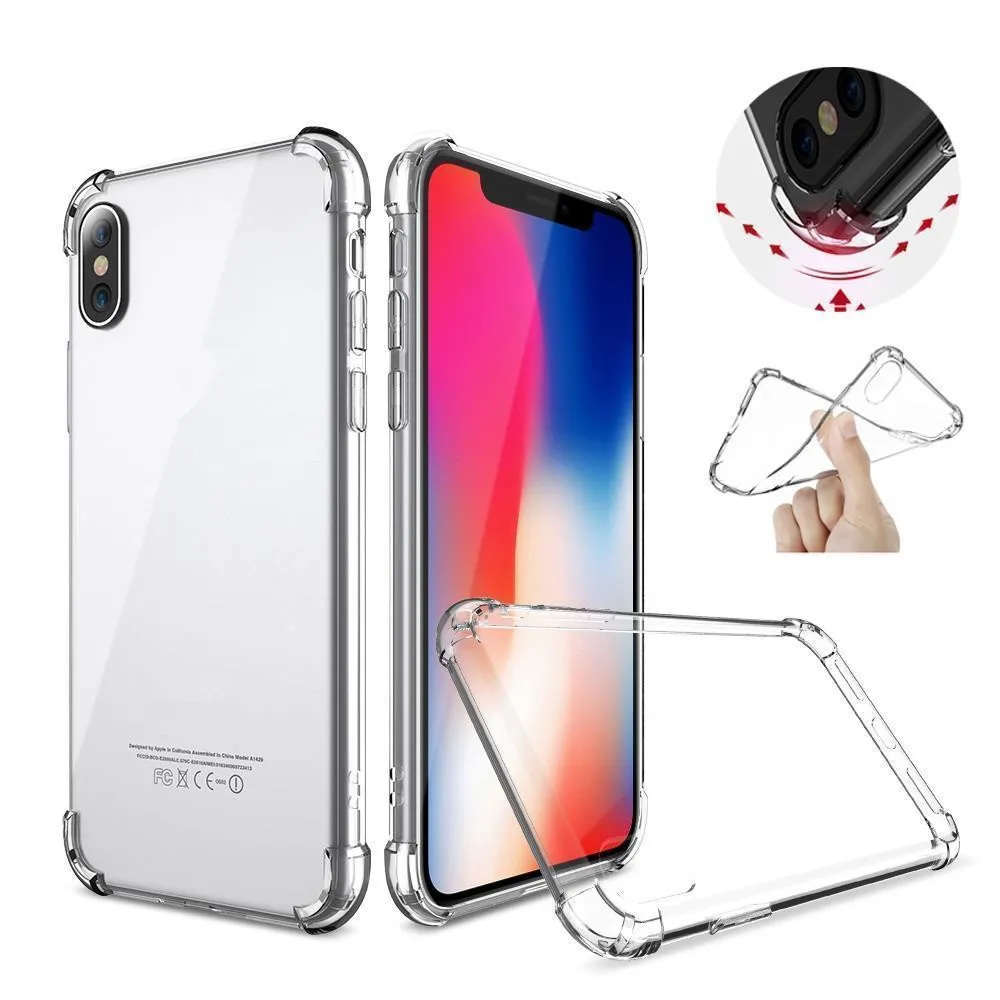 Противоударный чехол для iPhone XS XR прозрачный мягкий силиконовый бампер тонкий