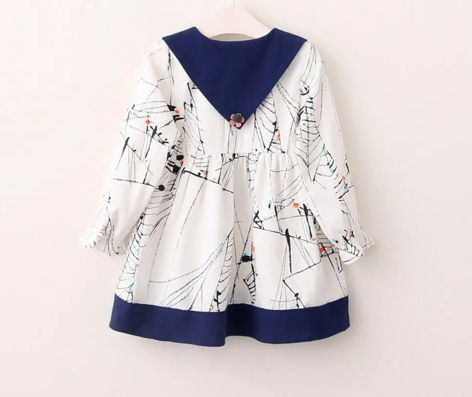 Новые осенние узор Блузка Платья красивое платье принцессы для Девочки 5 шт./лот