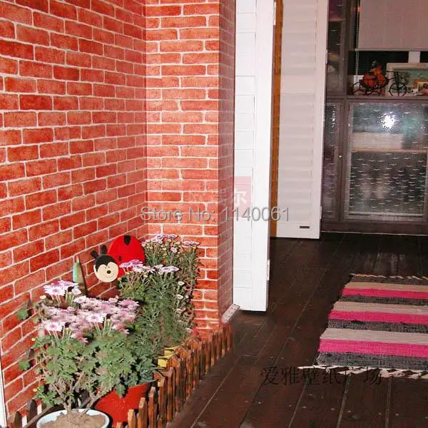 

Modern chinese style red bricks wallpaper wall wallpapers 5.3 square meter per roll paper Room Decor