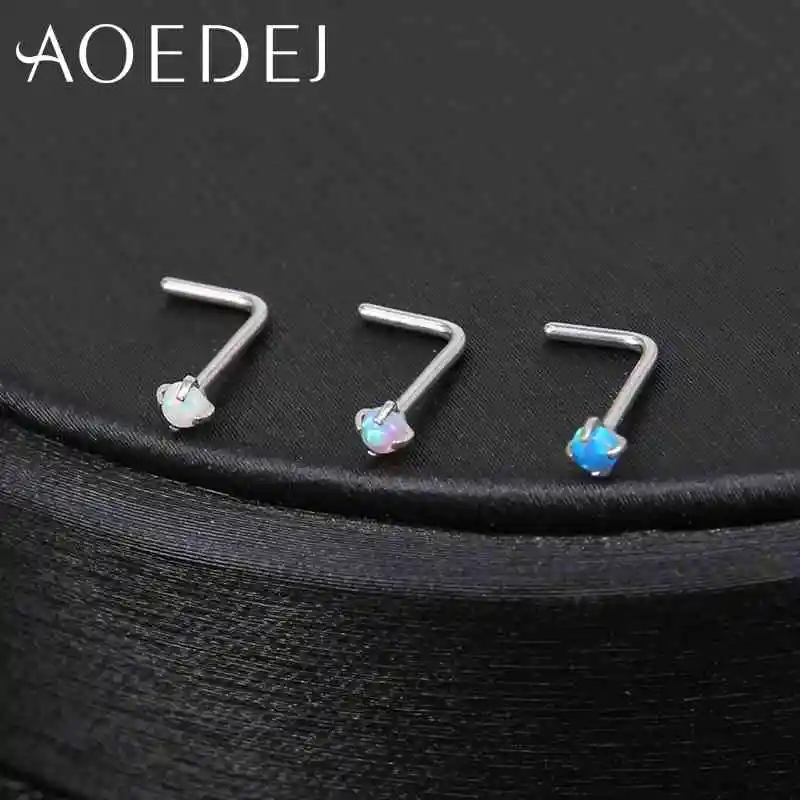 AOEDEJ 3 шт. 1 лот 20 г нержавеющая сталь Опал Камень нос шпильки ноздри пирсинг носа кольцо ювелирные изделия для тела несколько форм носа шпильки