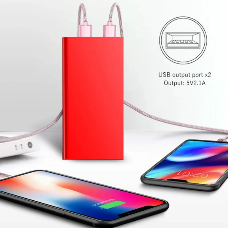 Внешний аккумулятор 30000 мАч 2 USB LED внешний портативный мобильный телефон