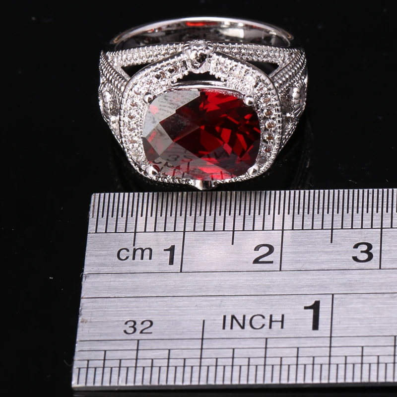 Блистательный Oxblood красный гранат стерлингового серебра 925 Для женщин Модные
