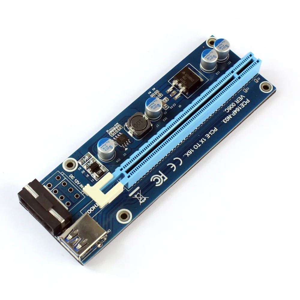 PCIE 1X до 16X графический удлинитель DC одиночный адаптер питания карта для
