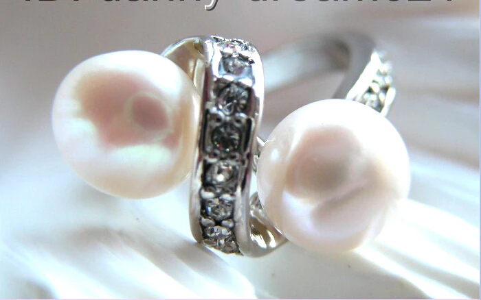 shipping&gt &gt&gt&gtGenuine Twins 10mm white natural freshwater pearls rings b544 | Украшения и аксессуары