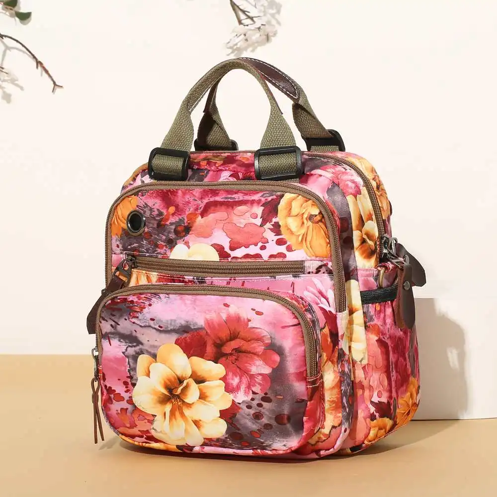 AEQUEEN, женская сумка Mochila, Национальный стиль, для улицы, цветочный узор, сумка через плечо, большая емкость, рюкзак для мамы, для женщин