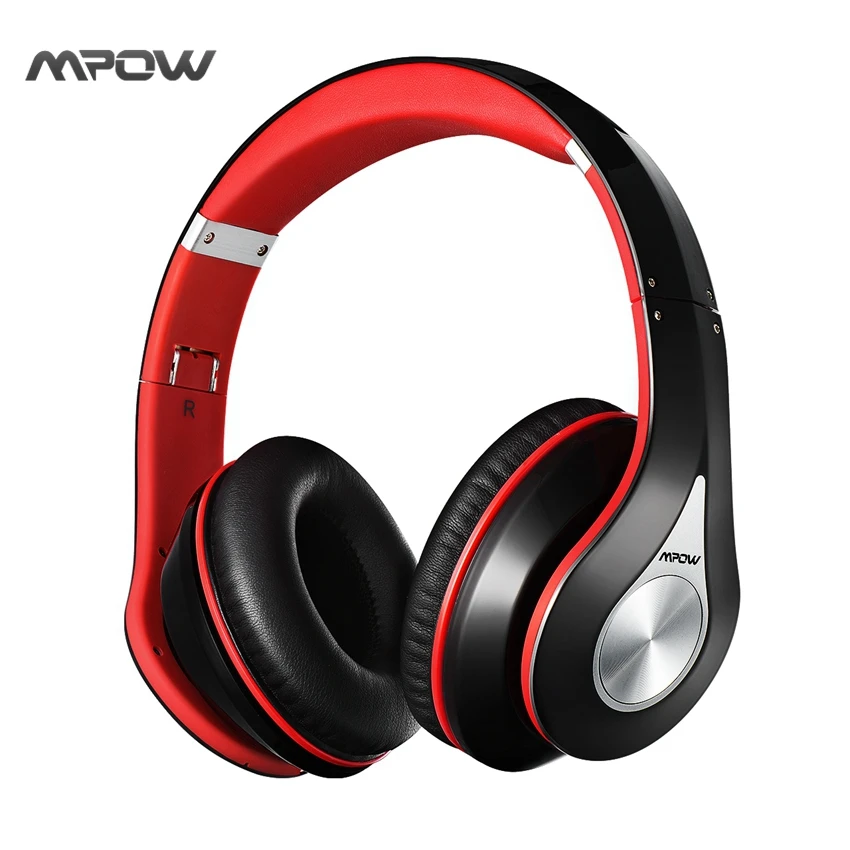 Mpow 059 Bluetooth 4,0 стерео наушники беспроводные на ухо шумоподавление Гарнитура HiFi наушники с микрофоном для iPhone huawei htc - Цвет: Black and Red