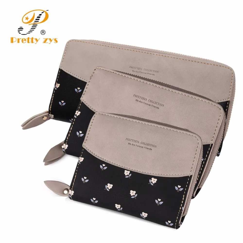 3 размера женский кожаный бумажник с цветочным рисунком модный заплатками на
