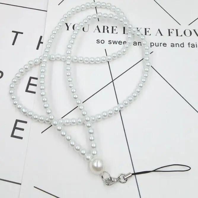 Длинный жемчужный ремешок на шею для телефона 40 см | Мобильные телефоны и