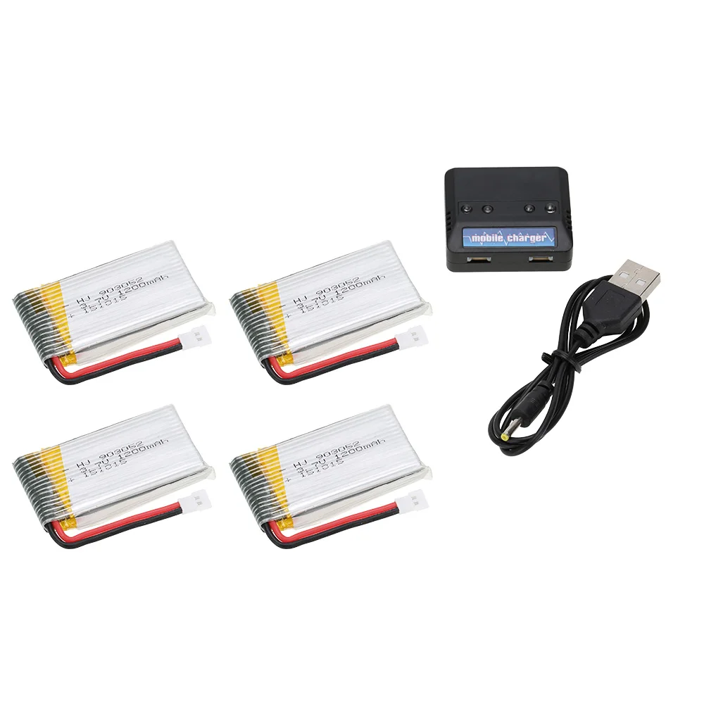 Высокое качество 4 в 1 зарядное устройство набор с шт 3 7 V 1200mAh Lipo батарея для X5SW X5SC RC