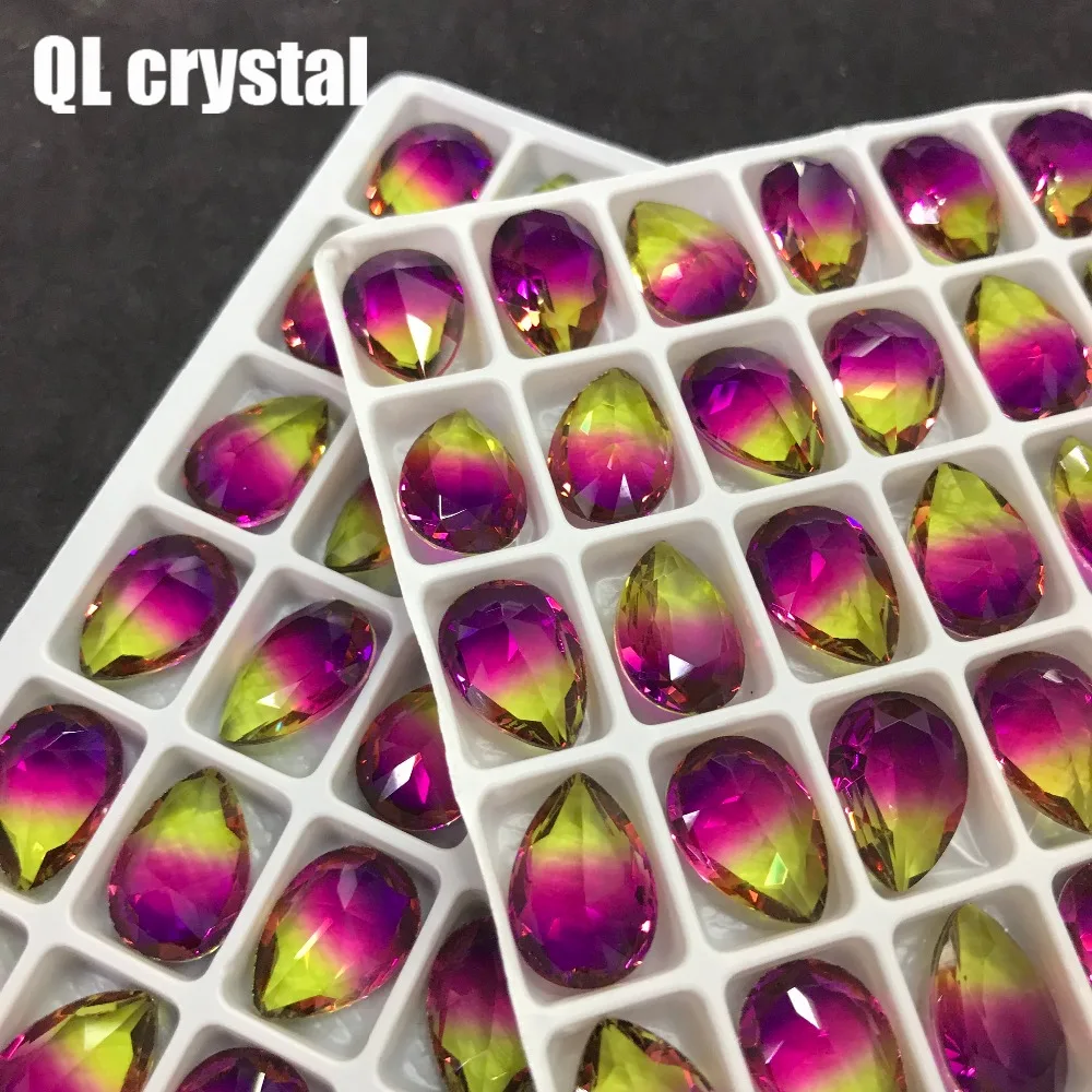 QL Хрустальный Турмалин со стеклянным кристаллом 10x14 мм с заостренным основанием