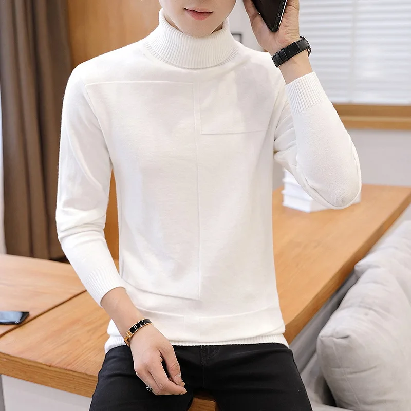 105 white Winter Cashmere Thick Warm Sweater Men Turtleneck Brand Men's Sweater Slim Fit Pullover Men Knitwear Male Double Collar Sweaters - Цвет: 105 white