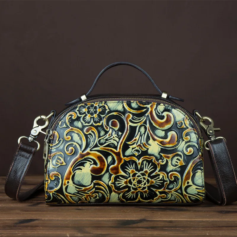 Сумка-мессенджер из натуральной кожи винтажная с тиснением высокого качества |