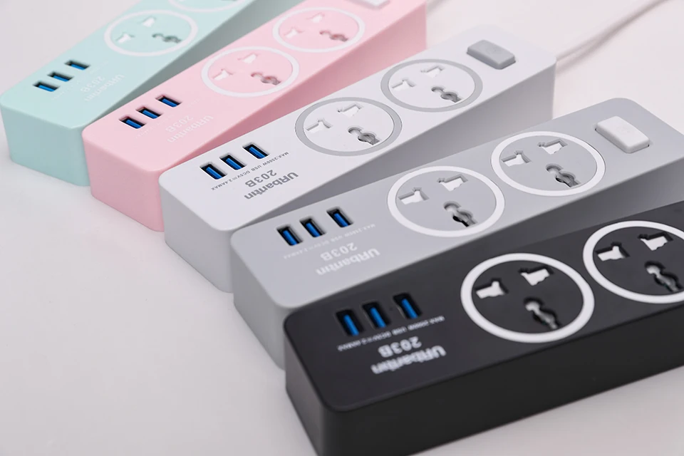 Urbantin 2AC и 3 USB общий переключатель силовой полосы USB розетка умное гнездо для шнура удлинителя Универсальная Розетка с EU AU UK US вилка