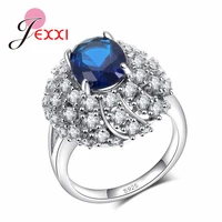 luxury zircon blue crystals cz 925 sterling silver rings for elegant women wedding anniversary gift new listing