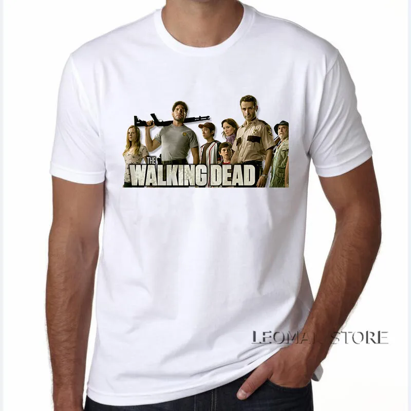 LEOMAN 2018 New Fashion Design Tee Shirt Men's Short Sleeve Printing Machine O-Neck The Walking Dead short sleeve T Shirts | Мужская