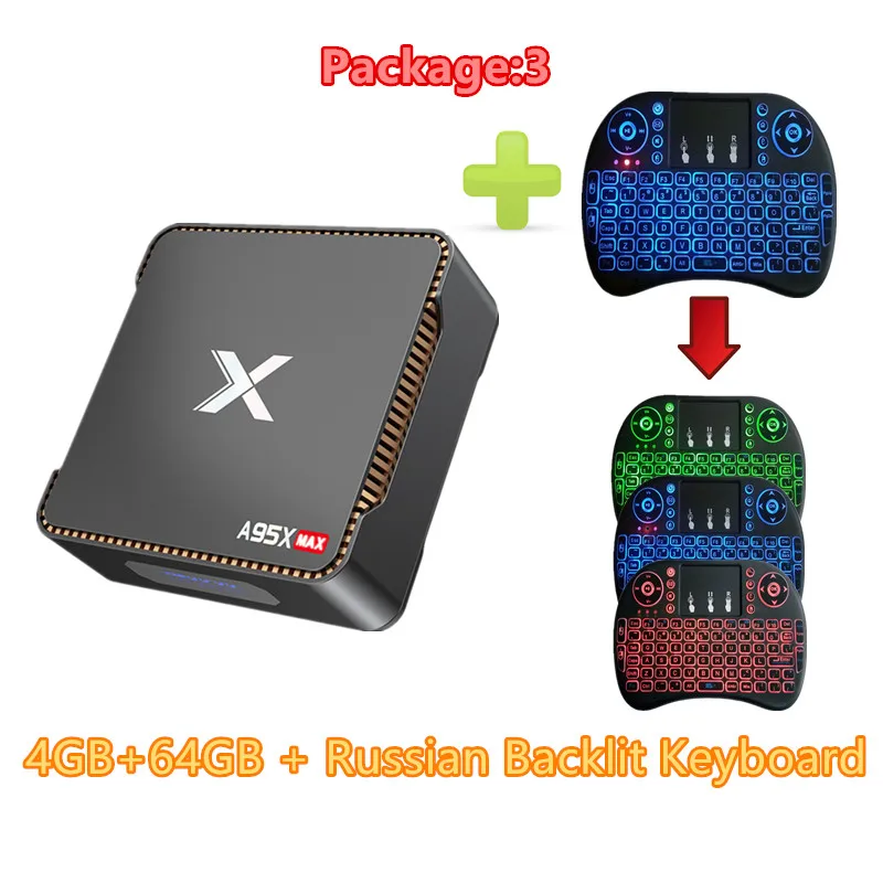 4g 64g I8 RU Backlit HAAYOT A95X MAX Android 8,1 ТВ приставка S905X2 4 Гб 64 Гб 2,4G+ 5G WiFi 1000M BT4.2 поддержка H.265 комплект коробка поддержка SDD/HDD запись видео - Цвет: 4g 64g I8 RU Backlit