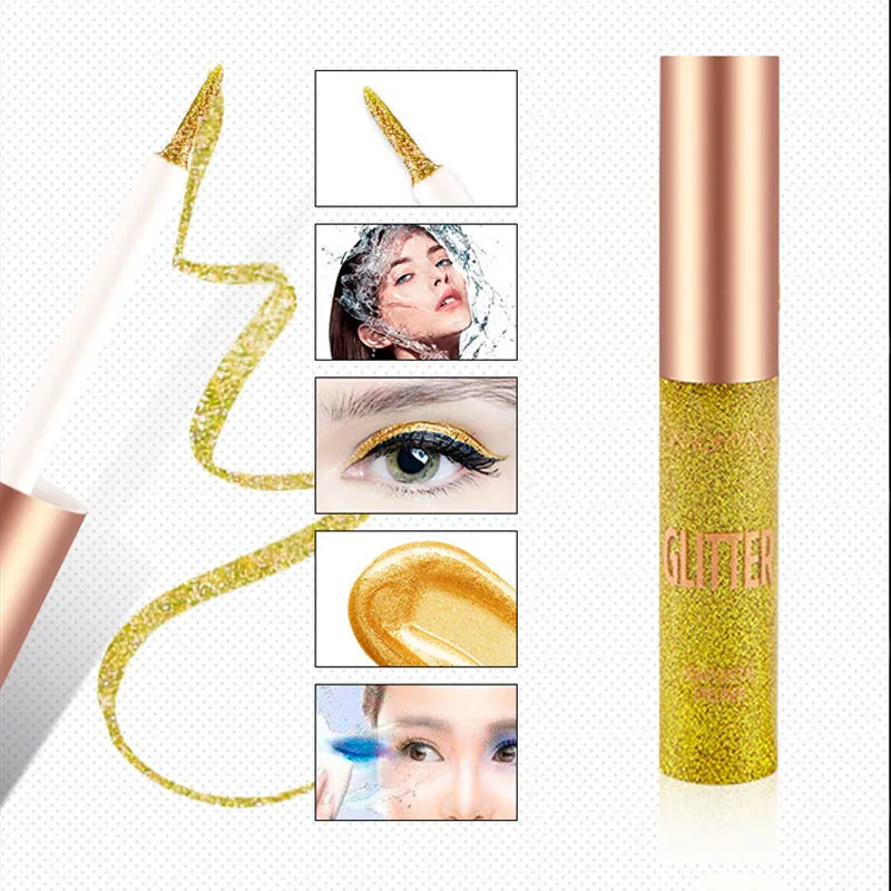 Блестящая жидкая подводка для глаз водостойкая долговечная макияж блеск