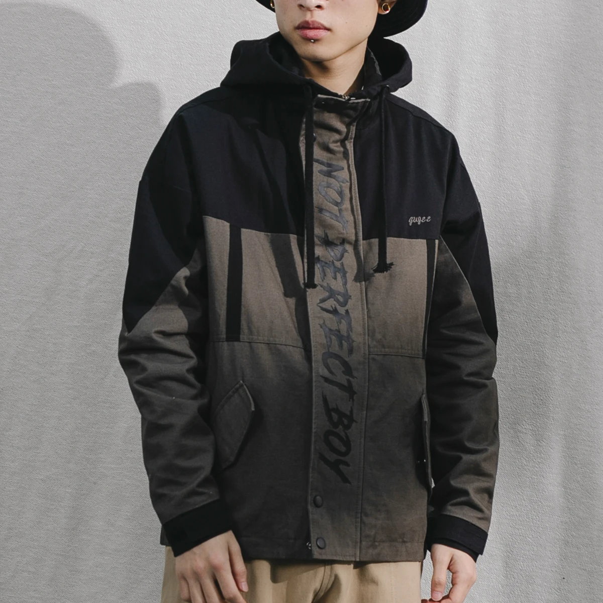 Мужские куртки пальто с капюшоном 2018 в стиле пэтчворк и КолорБлок пуловер