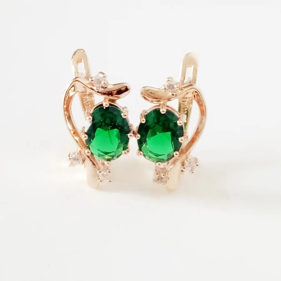 green stone Новая серьга Роскошные 585 ювелирные изделия из розового золота Новые с модным фианитом серьги женские ювелирные изделия офисные женские сережки с подвесками - Окраска металла: green stone