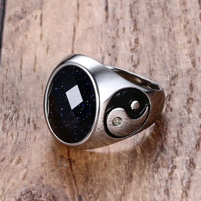 Мужские кольца Винтажное кольцо из нержавеющей стали овальное многогранное с