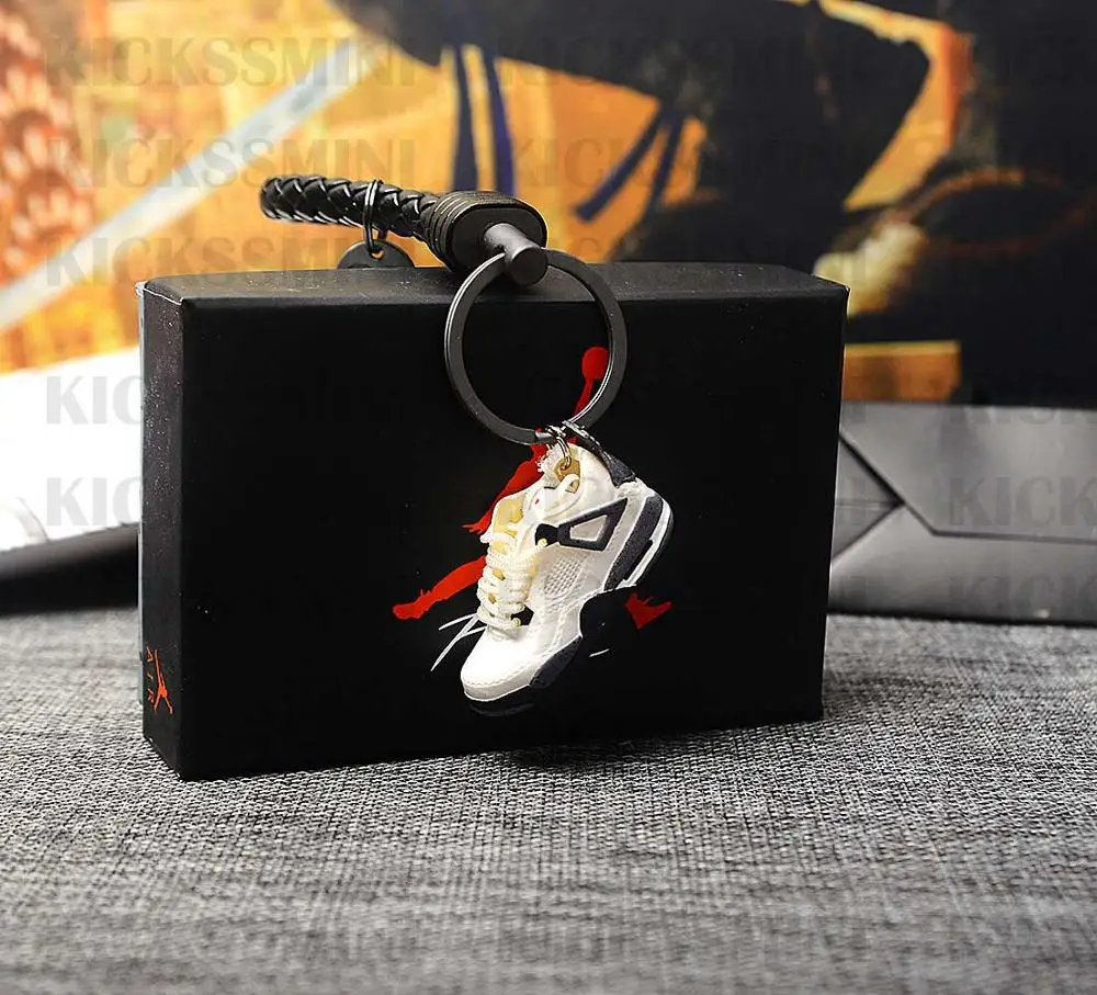 DIY ретро OG Air Jordan " Белый цементный" 3D Мини кроссовок Джордана сумка для ключей коробка Подвеска для пары Кукла аксессуар