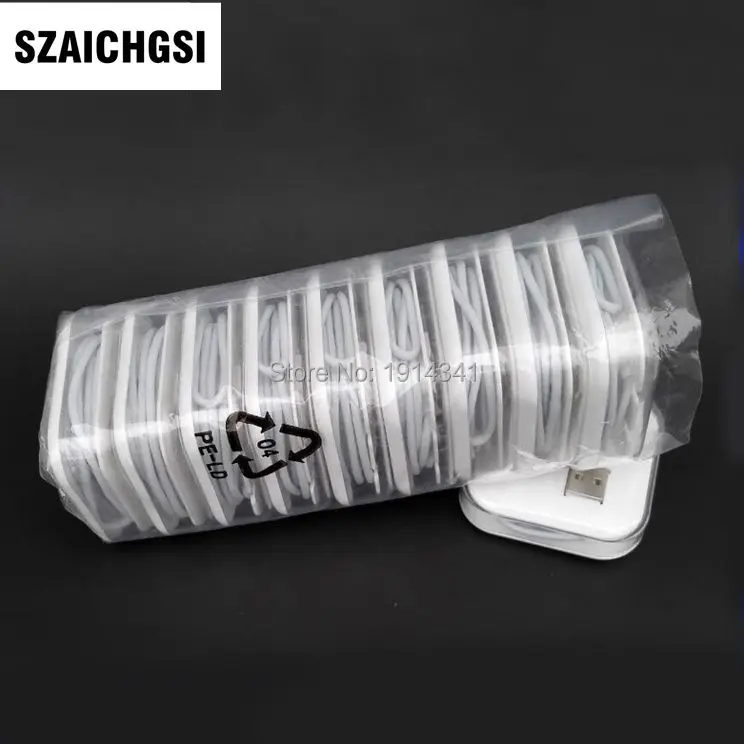 SZAICHGSI 1 м белый 8pin адаптер синхронизации данных зарядное устройство USB кабель для iPhone 5 6 7 ipad с прозрачный пенал 100 шт