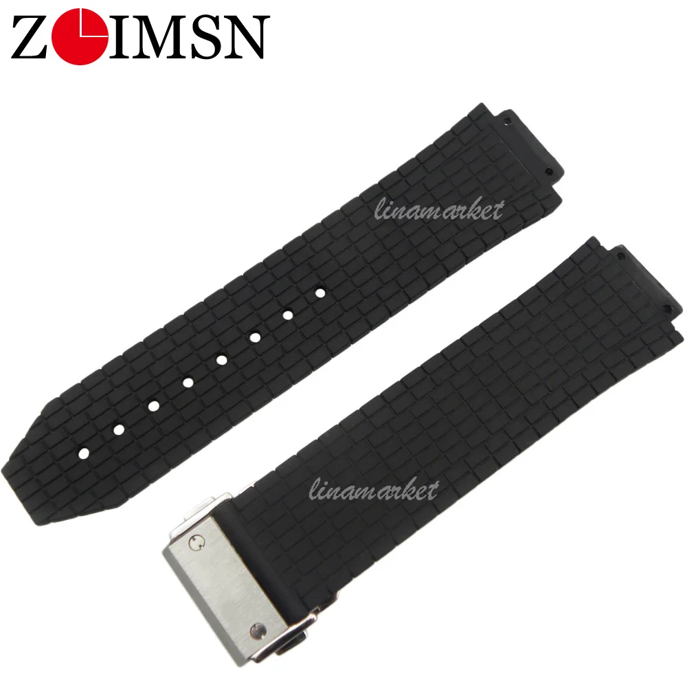 

ZLIMSN Rubber watch band For Hublot 24mm x 16mm Black Diver SiliconeMen Watchbands Top Brand Watch Strap band