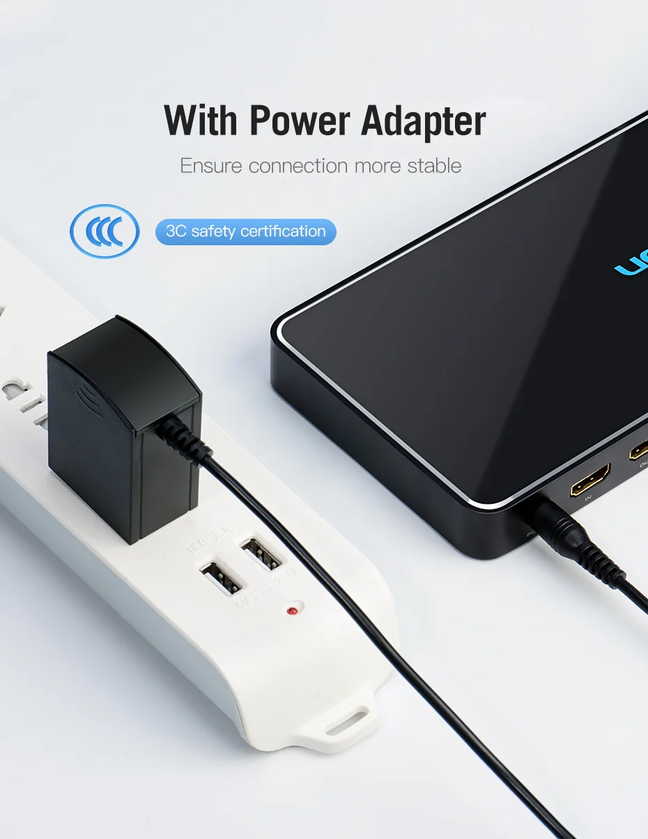 Vention HDMI сплиттер 1 в 8 выход 4 к 1x8 сплиттер HDMI переключатель адаптер с блоком питания для ТВ PS3/4 ноутбука HDMI сплиттер
