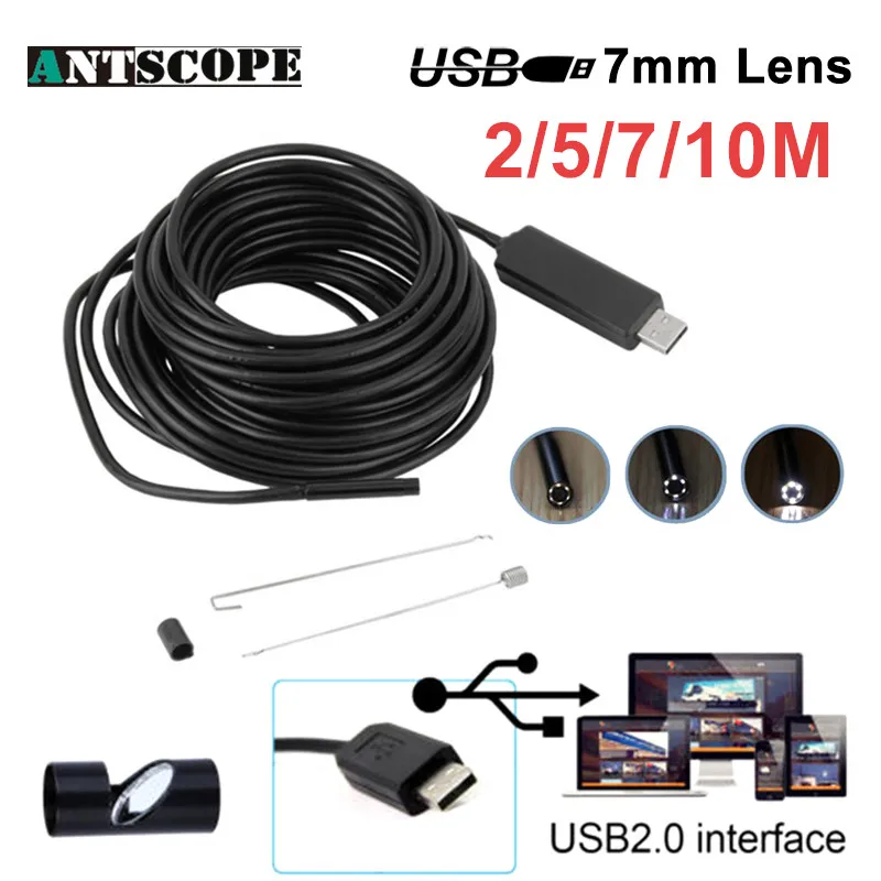 Antscope Wi-Fi 8 мм эндоскопа 2/5/10 M желтый проводных 1200 P Android iOS Otoscopio 7 USB Softwire Камера
