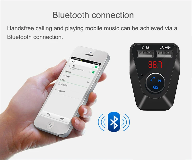 Weishan Hands Free Беспроводной fm-передатчиком Bluetooth TF AUX модулятор Автомобильный комплект MP3 плеер