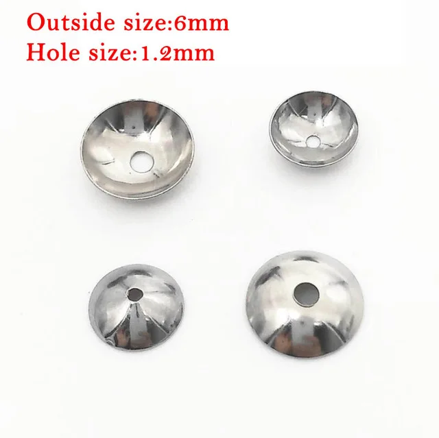 6x1.2mm 100 шт./лот, полукруглая крышка из нержавеющей стали с шариками, наконечник из шелбера для изготовления ювелирных изделий своими руками 3, 4, 5, 6, 8, 10 мм, выберите размер - Цвет: 6x1.2mm