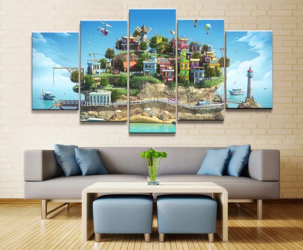 Настенный плакат на холсте для детской комнаты 5 комплектов мультяшный городской
