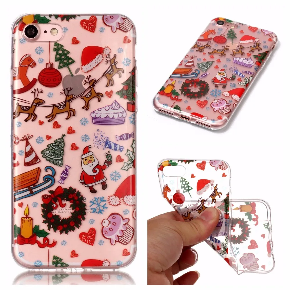 Милый чехол с лосем Санта Клауса для iphone X мультяшным рождественским рисунком