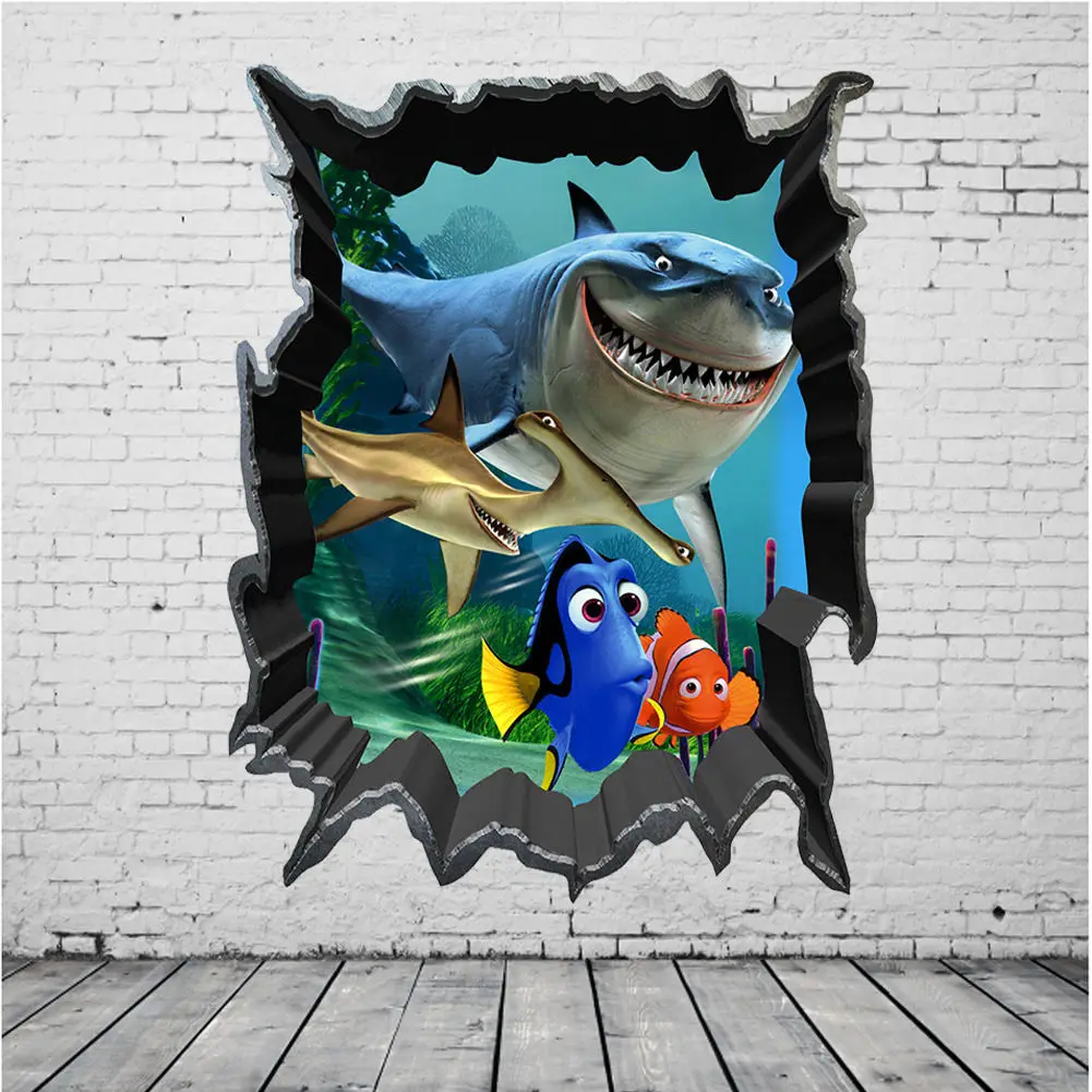 Мультяшная фурнитура Немо морская рыба 3D художественные настенные наклейки