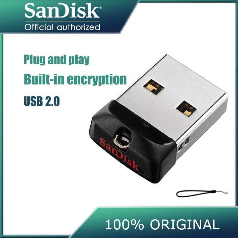 SanDisk Cruzer Fit CZ33 супер мини USB флеш-накопитель 16 ГБ 32 ГБ 64 ГБ USB 2,0 флеш-накопитель флеш-карта памяти флешки U диск