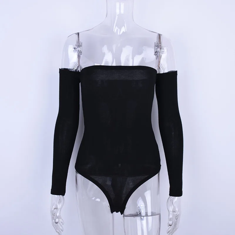 Long Sleeve Slash Neck Bodycon Sexy Bodysuit 2018 Spring Autumn Women Solid Party Body Suit | Женская одежда