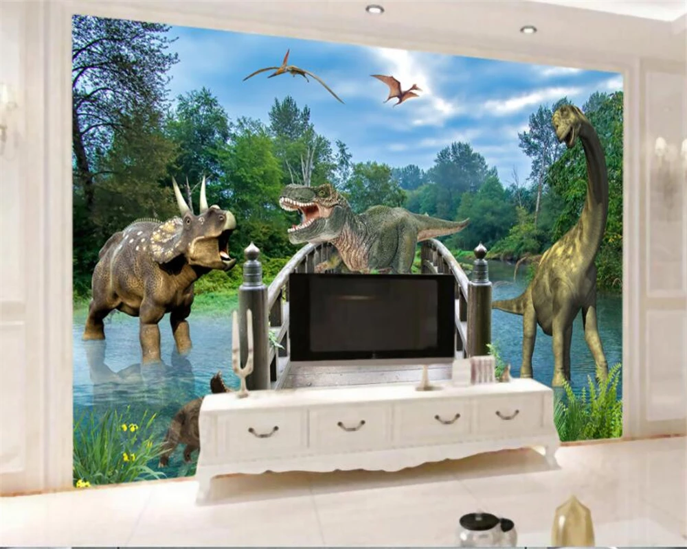 beibehang Custom Wallpaper Home Decorative Mural 3D Jurassic Dinosaur Ancient Animal TV Wall mural photo wallpaper for walls 3d |