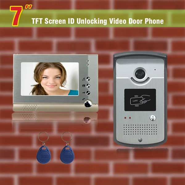 Видеодомофон с монитором 7 дюймов система связи 2 rfid карты разблокировка|video
