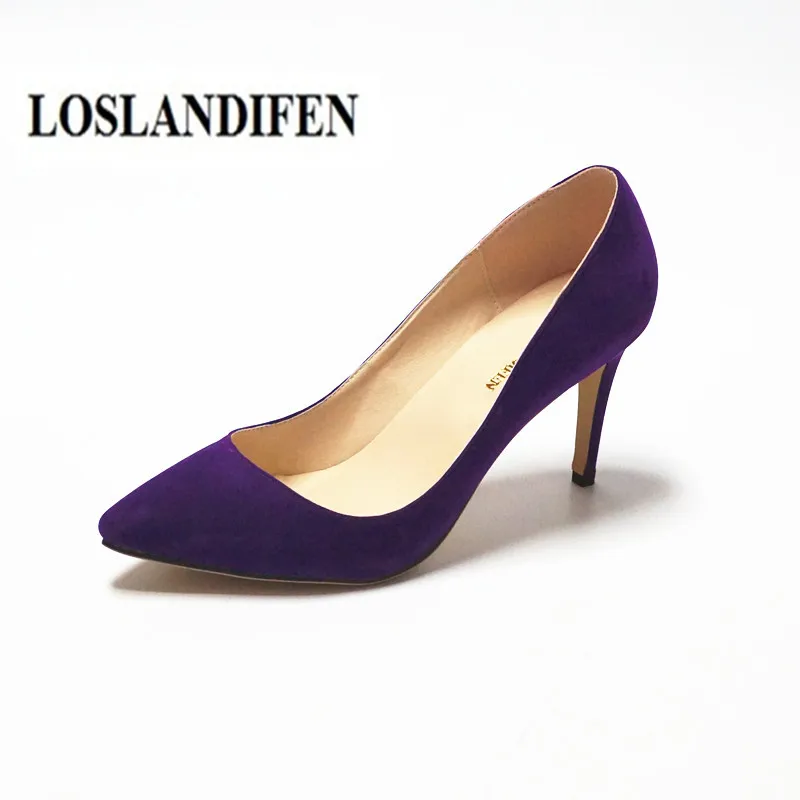 

LOSLANDIFEN Women's Purple Shoes Sexy High Heel Summer Spring Stiletto Shoes Pointed Toe 6cm 8cm 11cm Escarpins Femme size 42