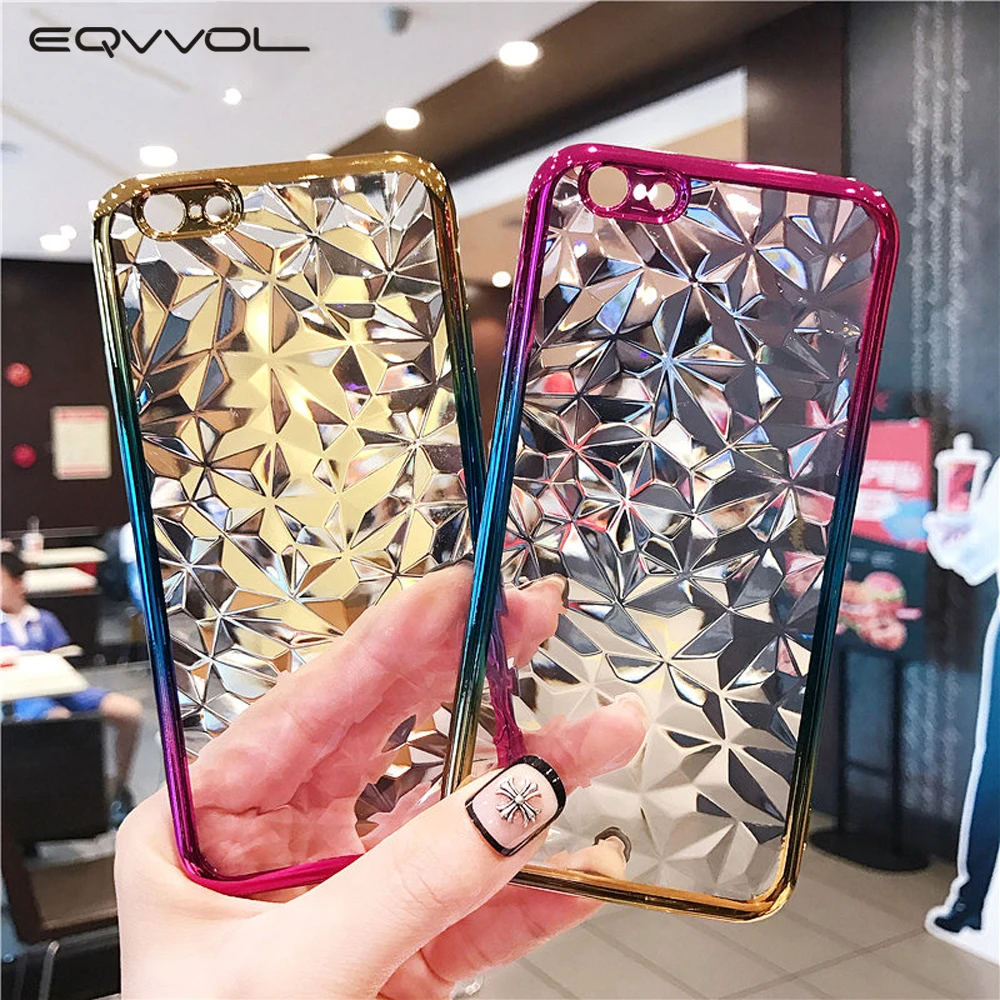 Eqvvol 3D Алмазный блестящий чехол для телефона iPhone 7 8 6 6s Plus XS MAX X XR градиентные Чехлы