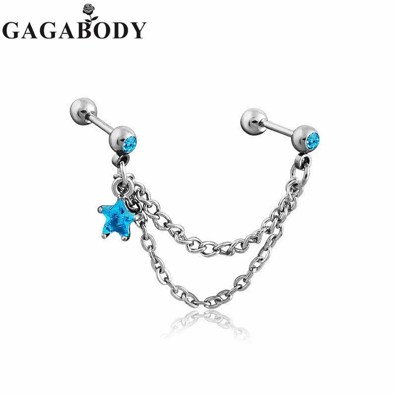 2016 новое поступление 316L хирургическая сталь пирсинг уха со звездой кубический