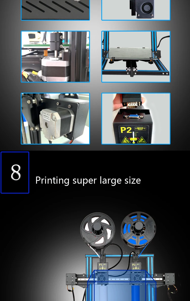 SunDcreate двойное сопло 3d принтер impressora 3d Два цвета и двойное сопло с 300x300x400 мм платформой