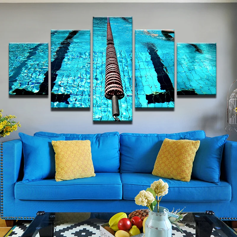 5 шт. на холсте абстракция синий Бассейн Wall Art картина маслом Картины Модульная в